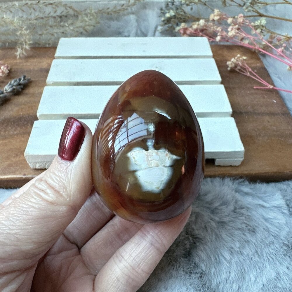 Gorgeous Carnelian Egg Carving